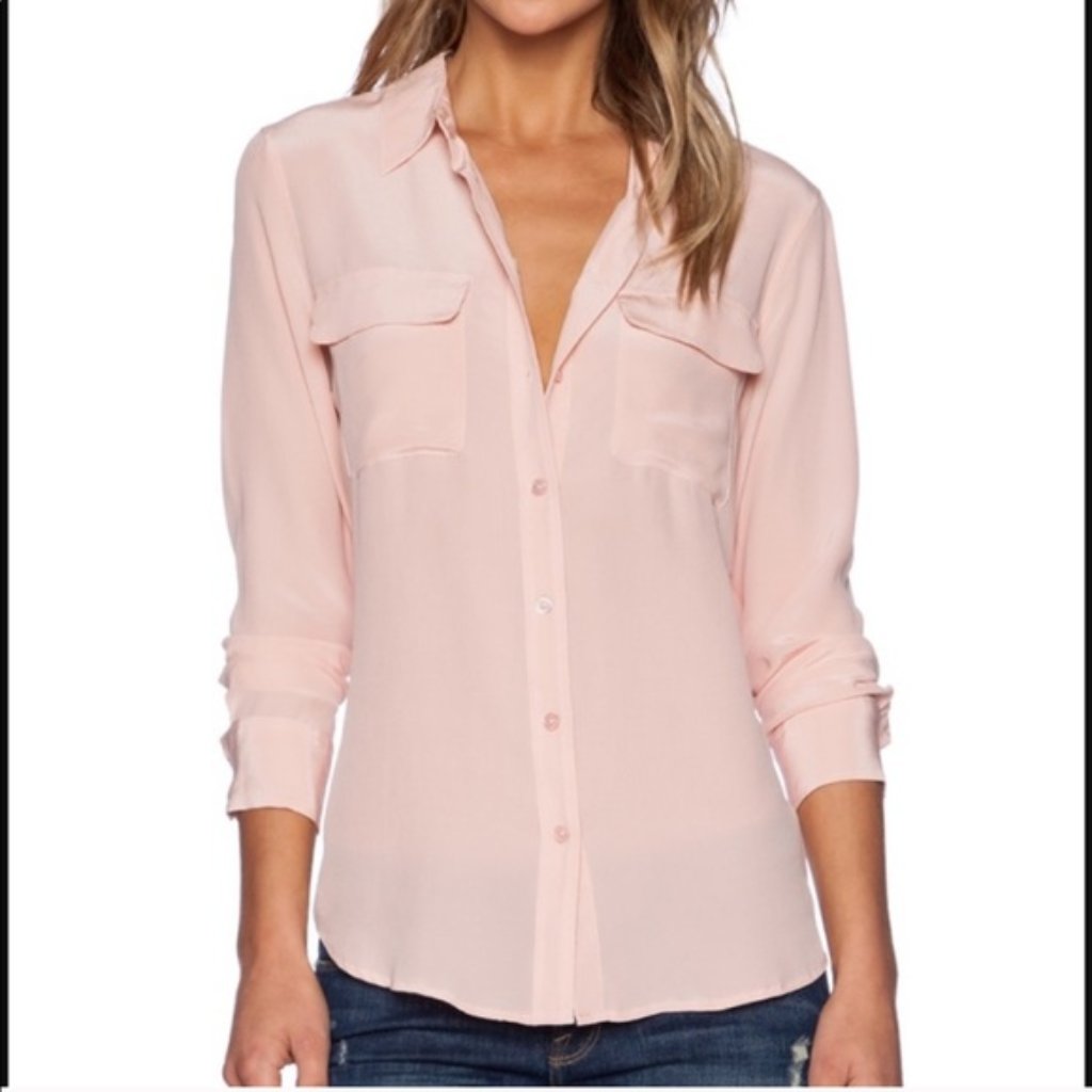 Equipment Brett Slim Signature Silk Shirt Pink